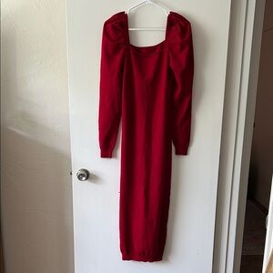 Elegant Red Long Sleeve Dress